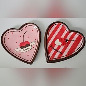 Set Of 3 Whimsical Cherry Valentine Treat Dishes Sweetie, Pink And Red